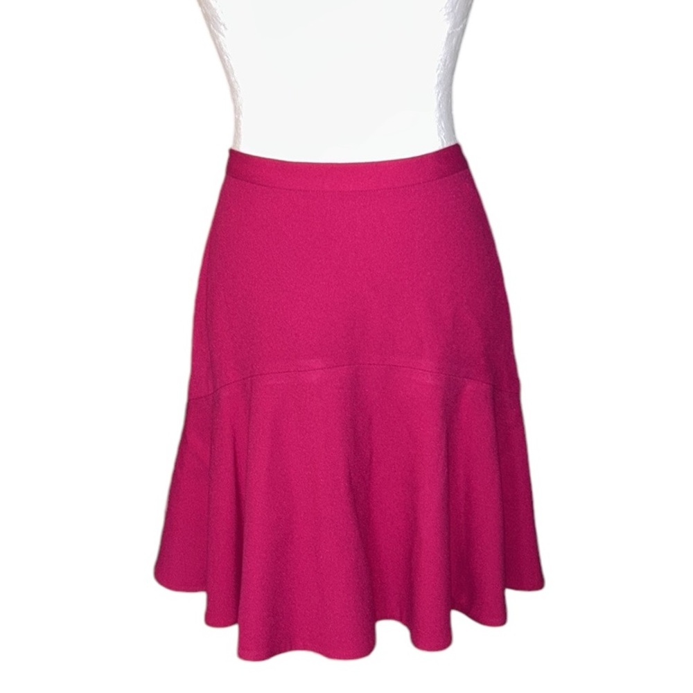 Misha Nonoo Fuchsia Pink Wool Crepe Flounce Ruffle A-Line Skirt - 2